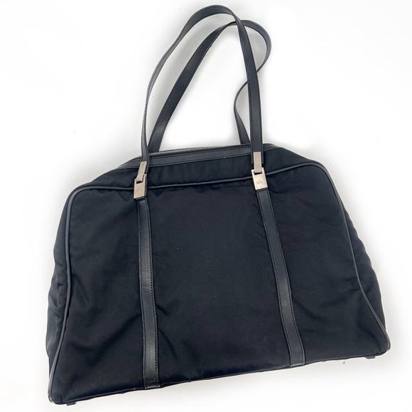 Gucci Black/Silver Nylon & Leather Work Travel Shoulder Bag, Authentic - Picture 1 of 17